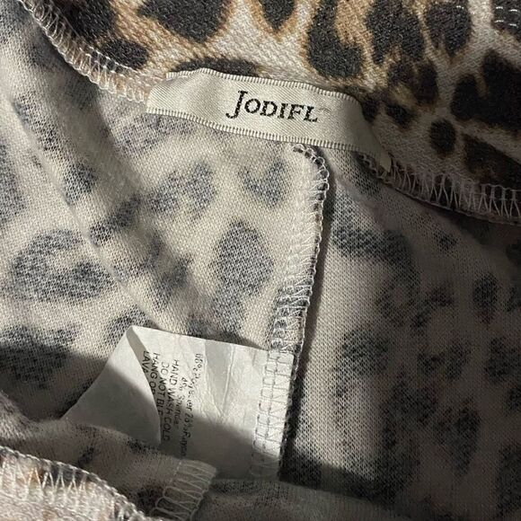 Jodifl Lounge Pants Medium Brown Tan Casual Cheetah Jogger Drawstring Pockets - Picture 2 of 4